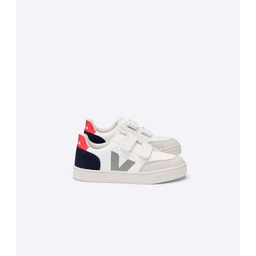 Kids' Veja V-12 CHROMEFREE Sneakers White/Black | ZA 886AHK